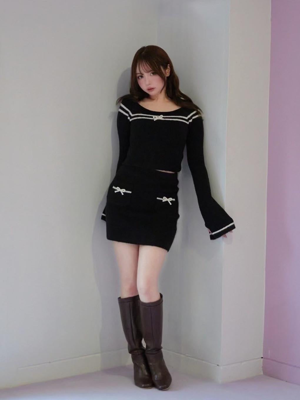 ANDMARY】Blair ribbon knit skirt 