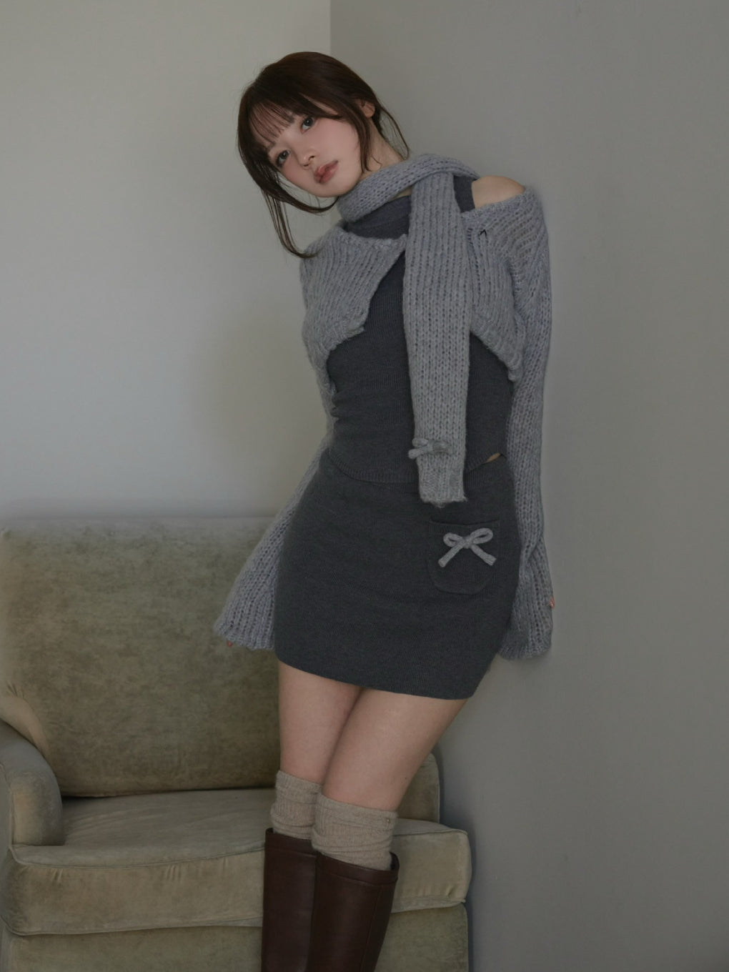 ANDMARY】Zoff muffler knit set up