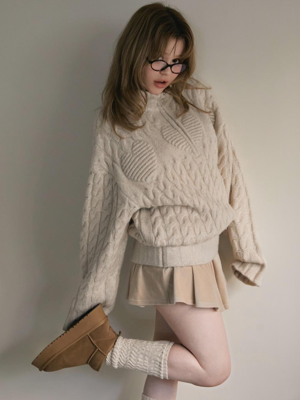 Silky velor mini skirt