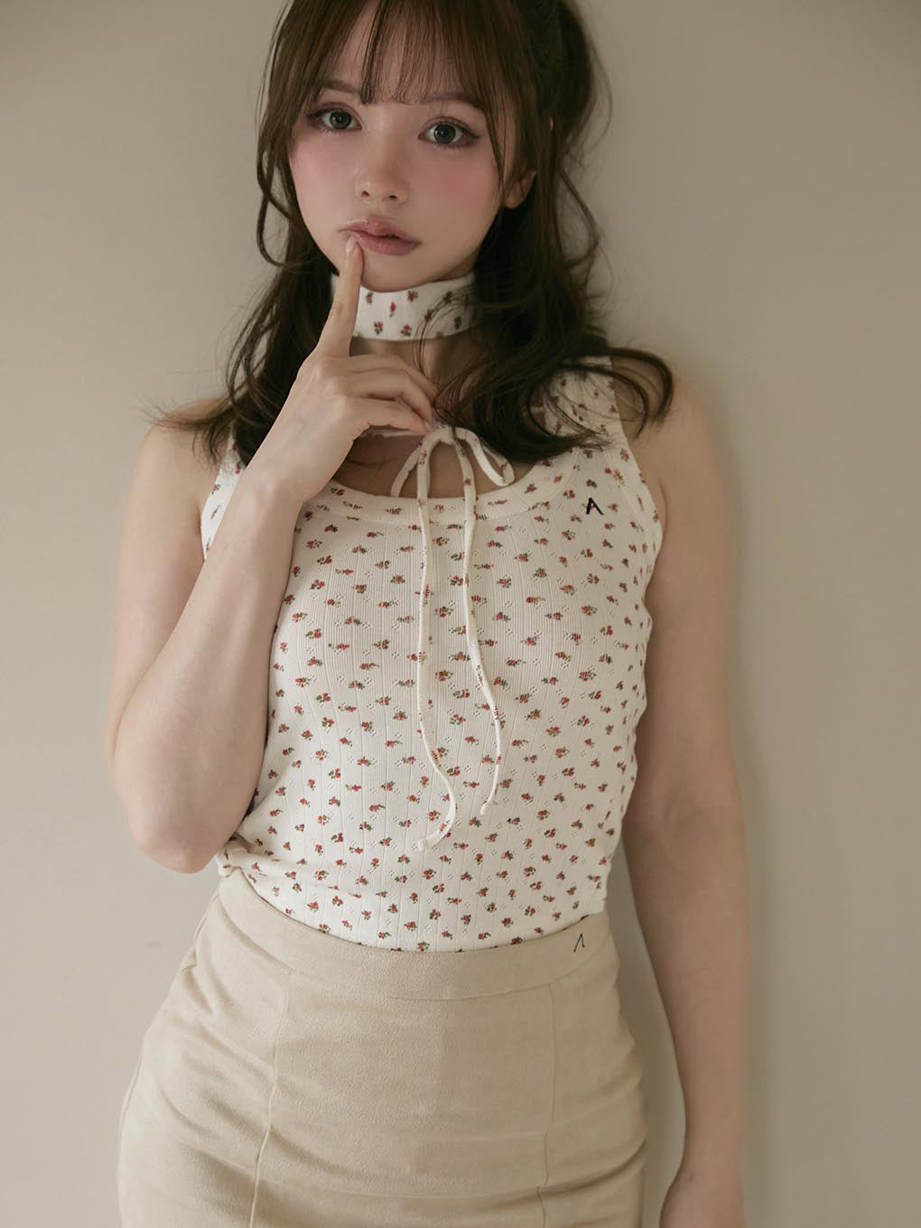 ANDMARY】Flower ribbon tops 