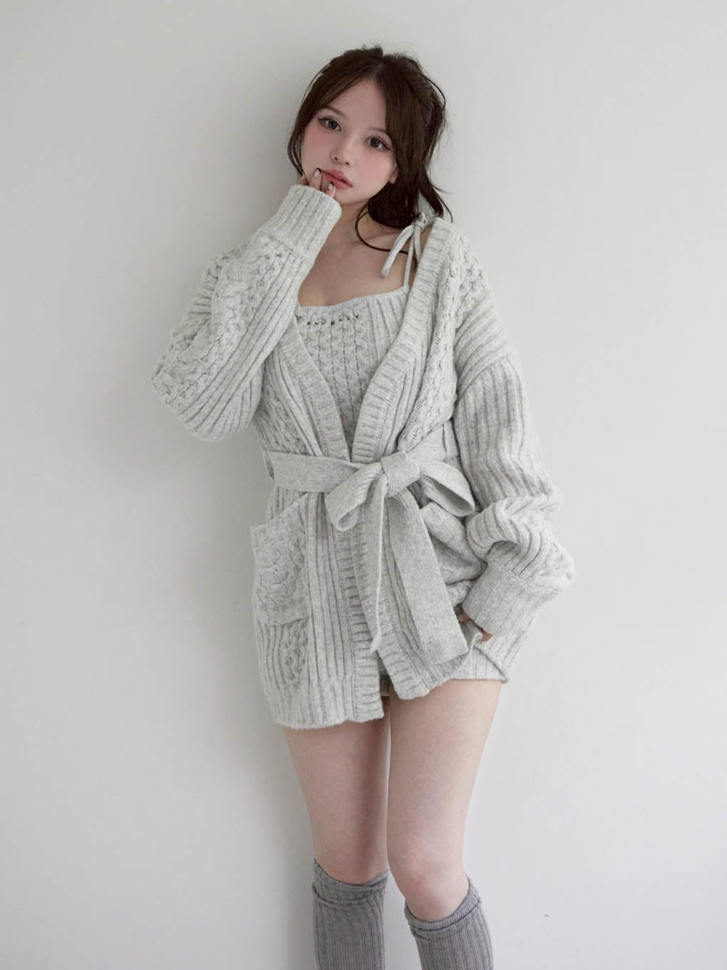 Hug knit camisole pants set up 