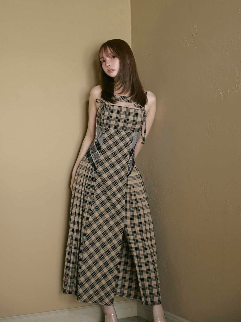 Nadia check long dress