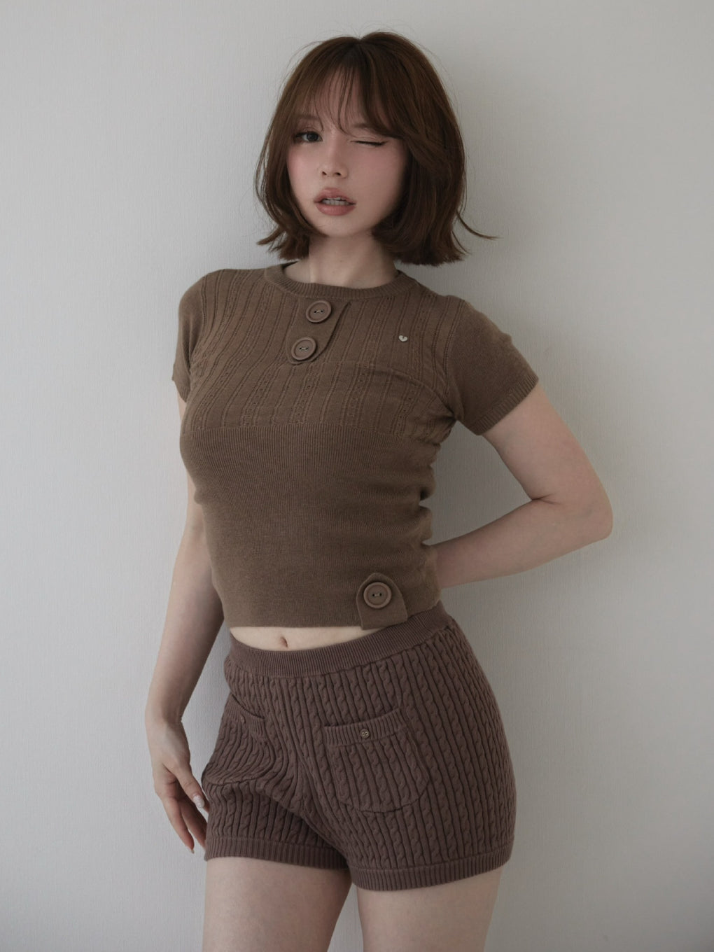 Brenda button knit tops