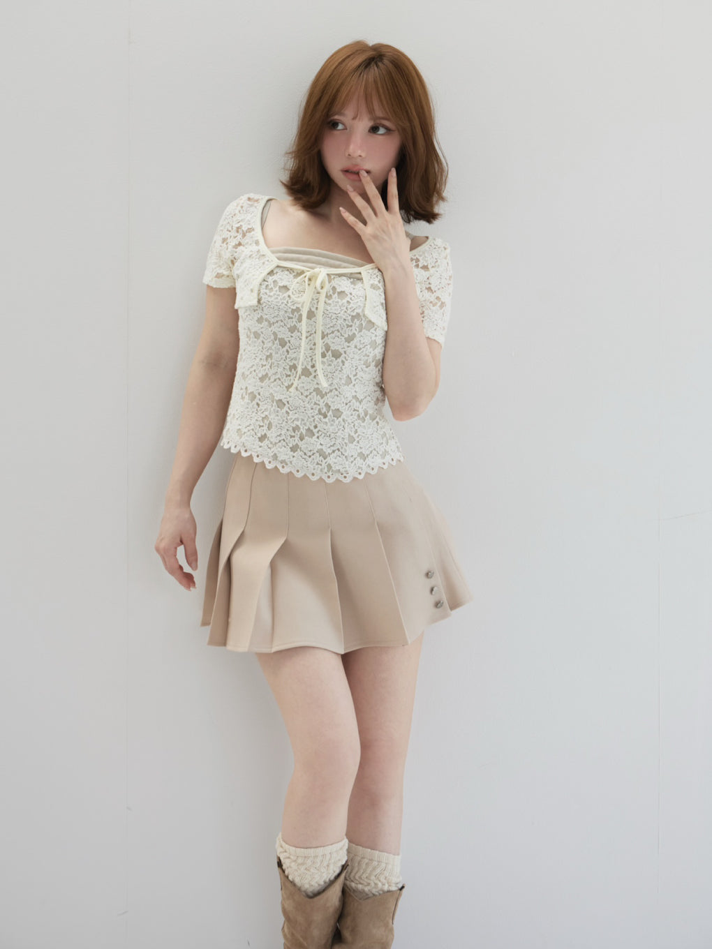 ANDMARY】Sorin pleats mini skirt