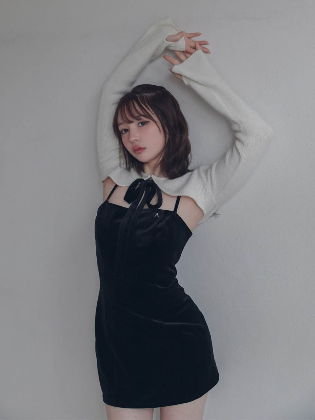 andmary♡Annie ribbon mini dress♡ブラックカラー…ブラック