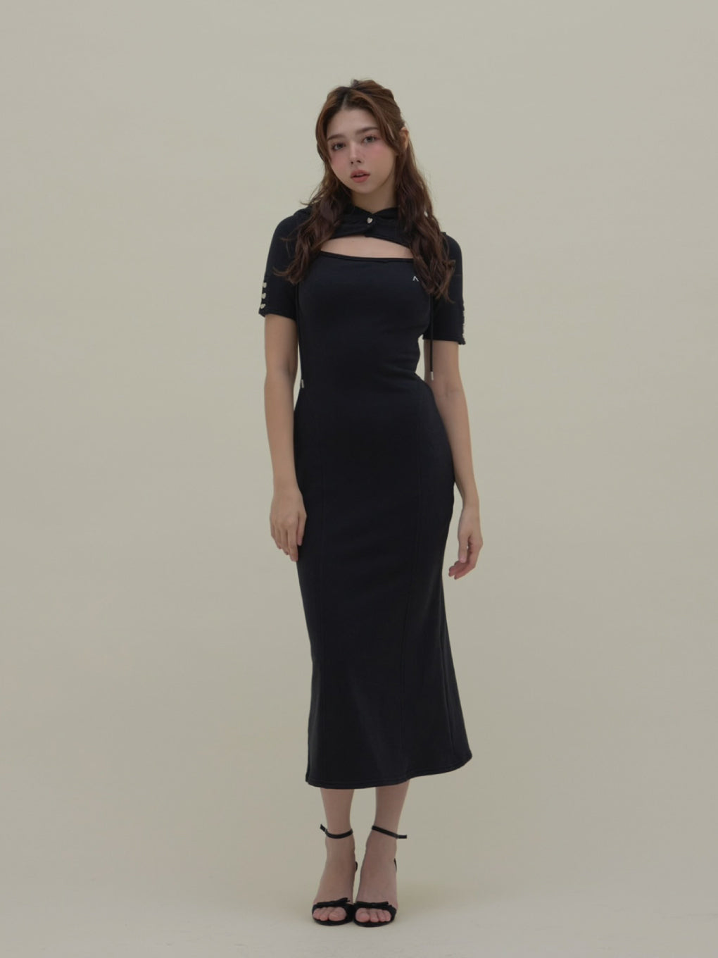 Heart button slit dress