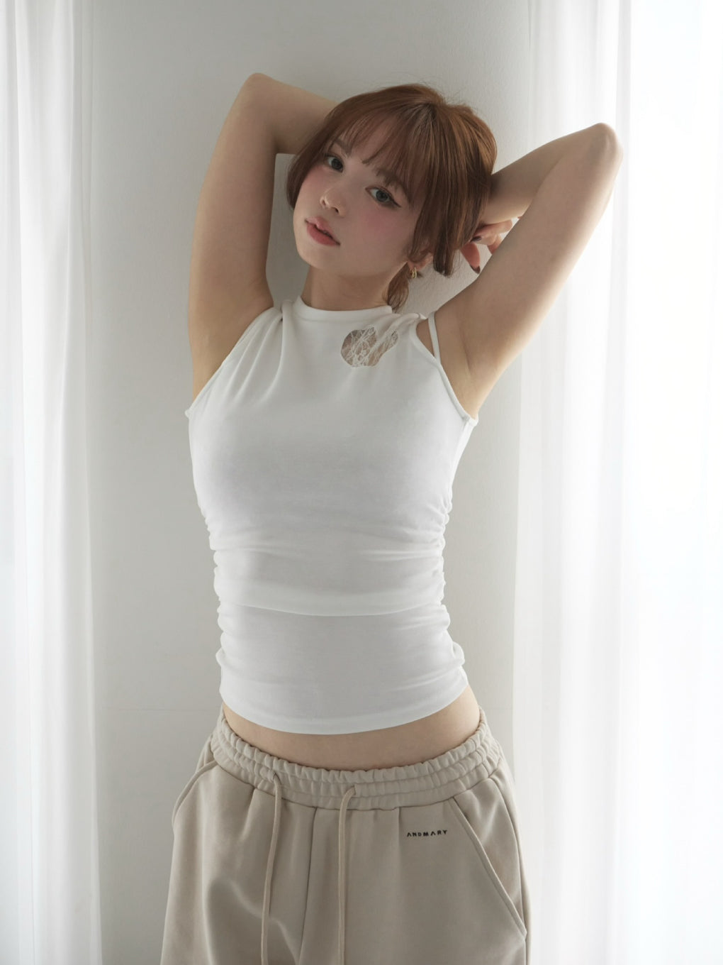 トップス WHITE ANDMARY Nini lace tank ANDMARY】Nini lace tank