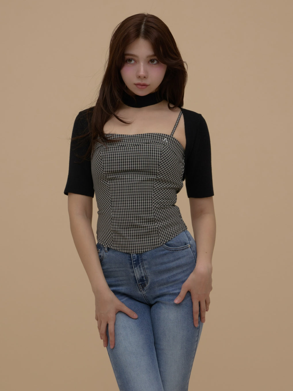 Nancy check set tops