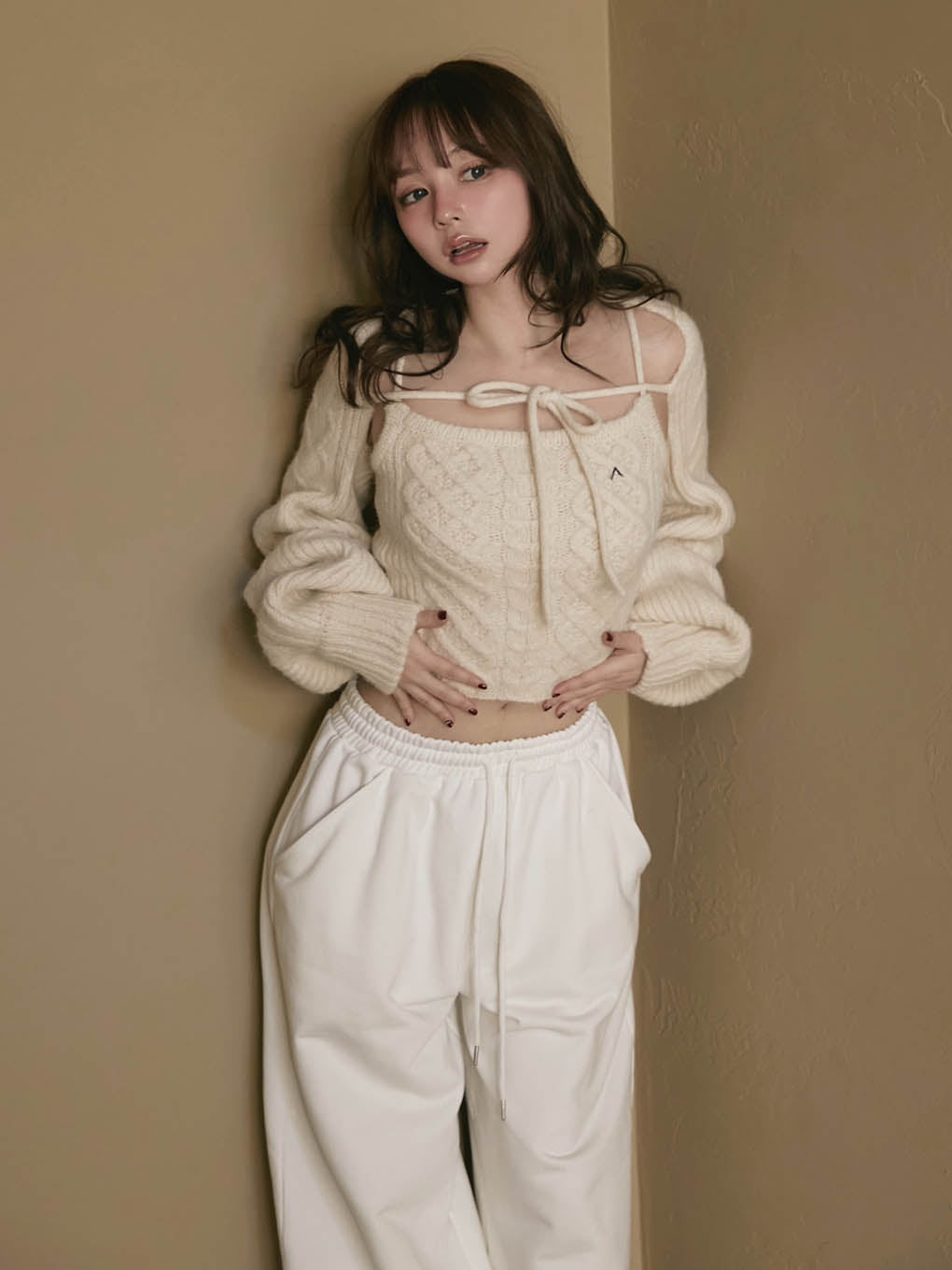 Heart cable knit set