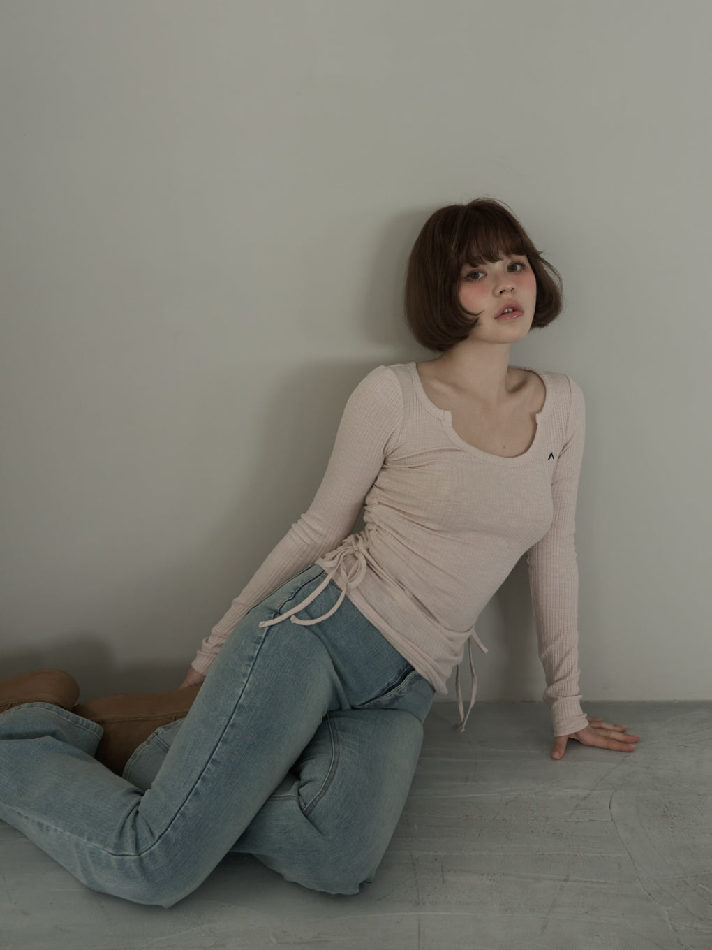 Lala shirring ribbon tops