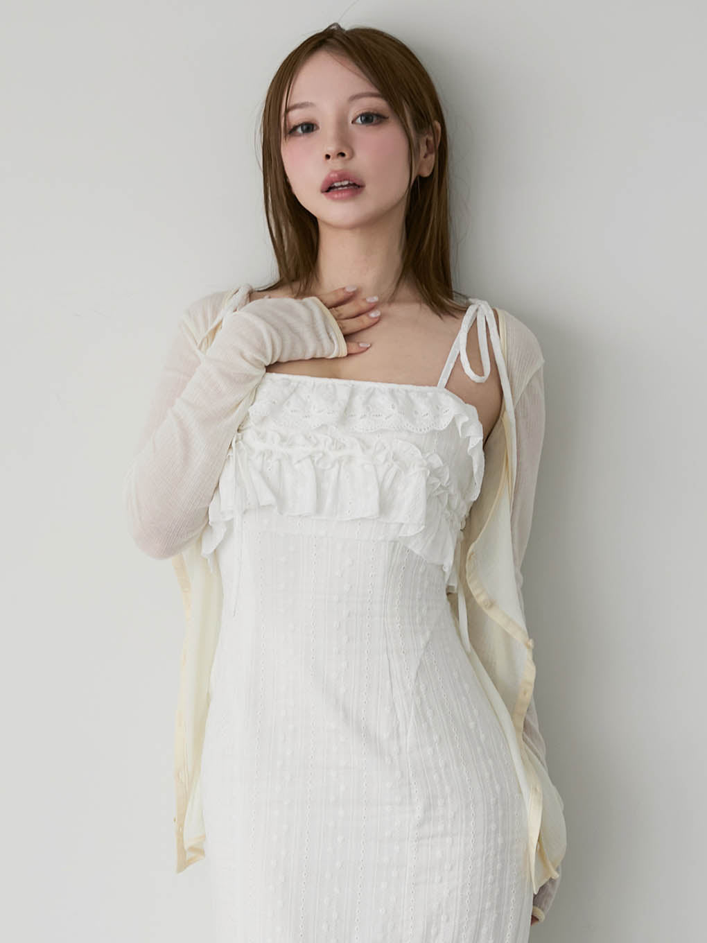 ANDMARY】Lacey ribbon cardigan 