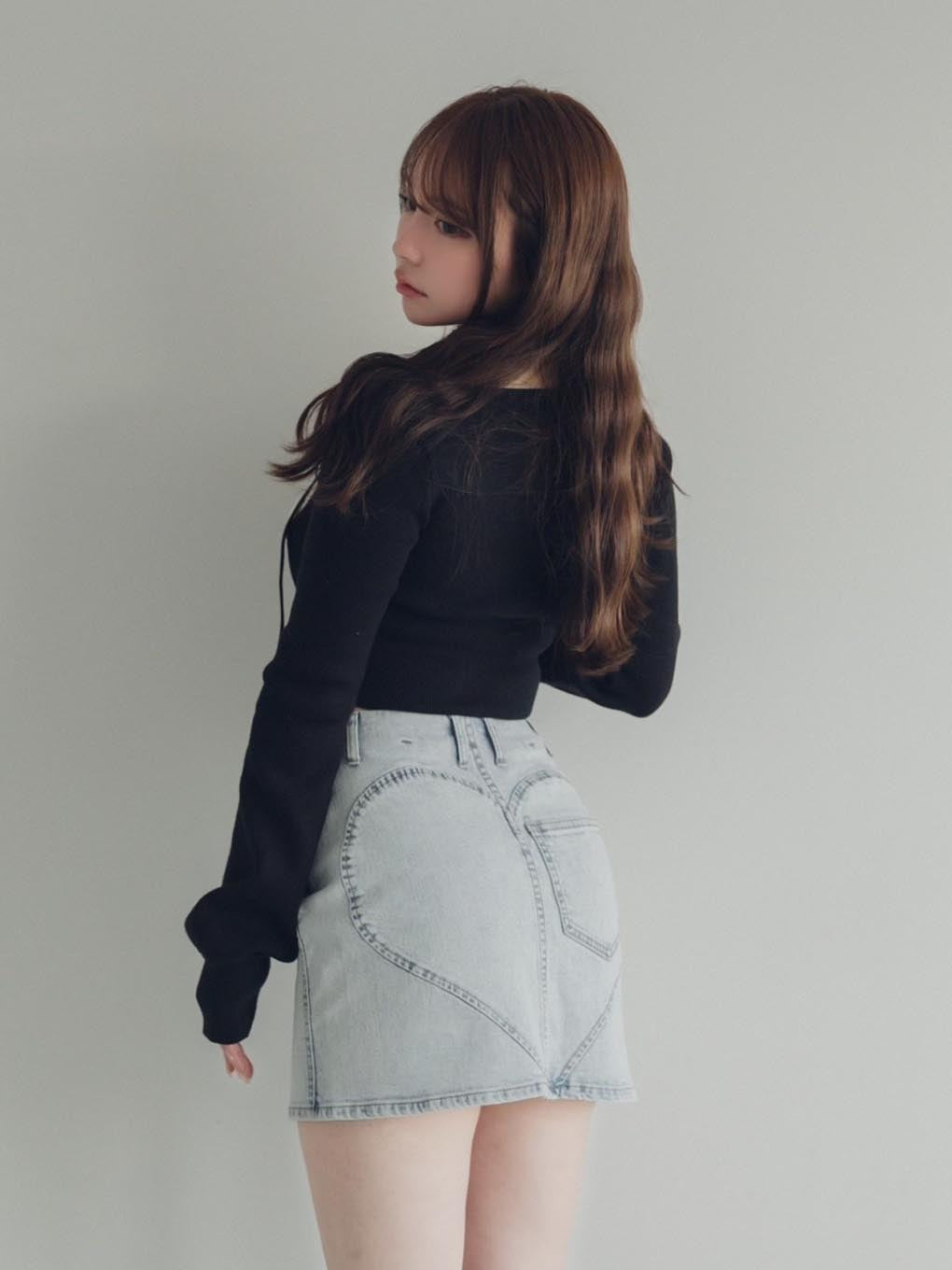 ANDMARY Heart hip denim skirt Sアンドマリー