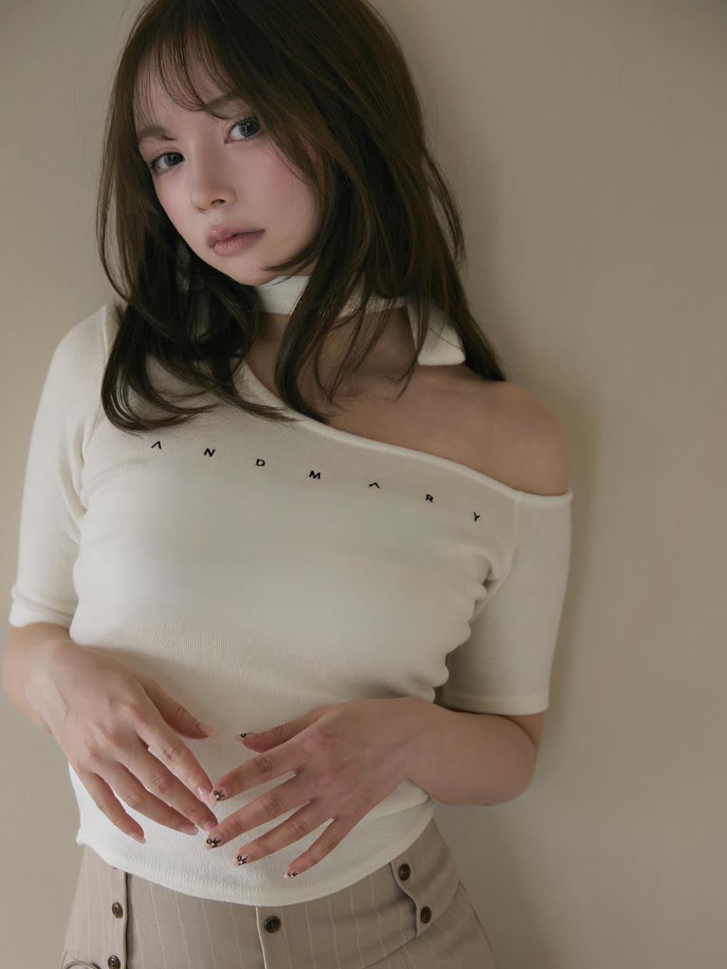 ANDMARY】Nana ribbon oneshoulder tops