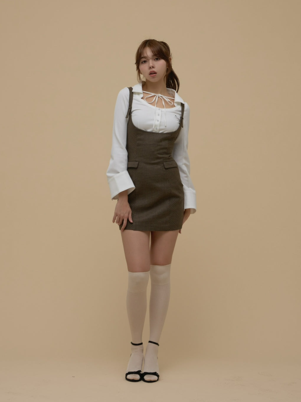 Rachell check layered dress