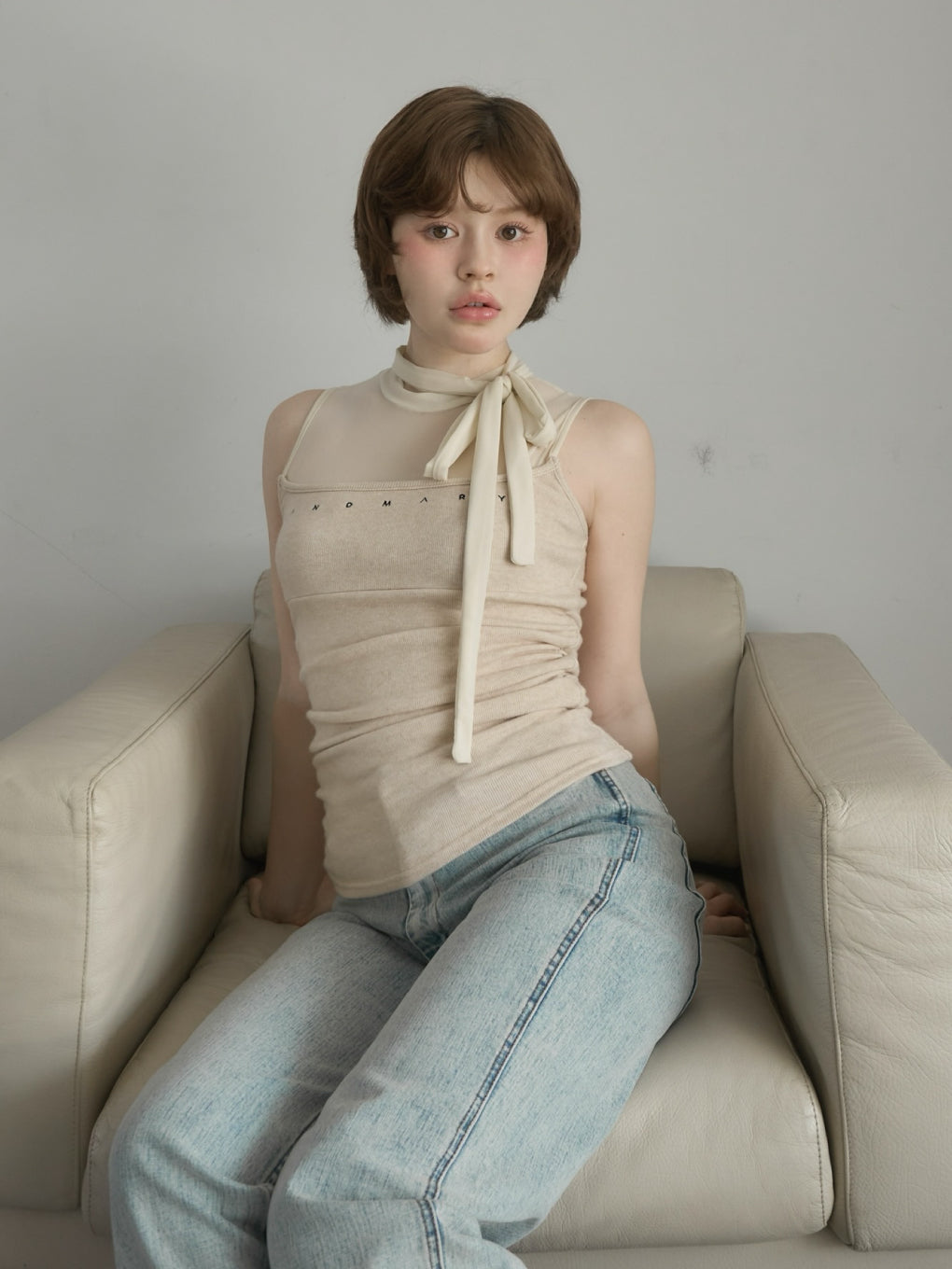 トップス andmary Tina ribbon tops ANDMARY】Tina ribbon tops