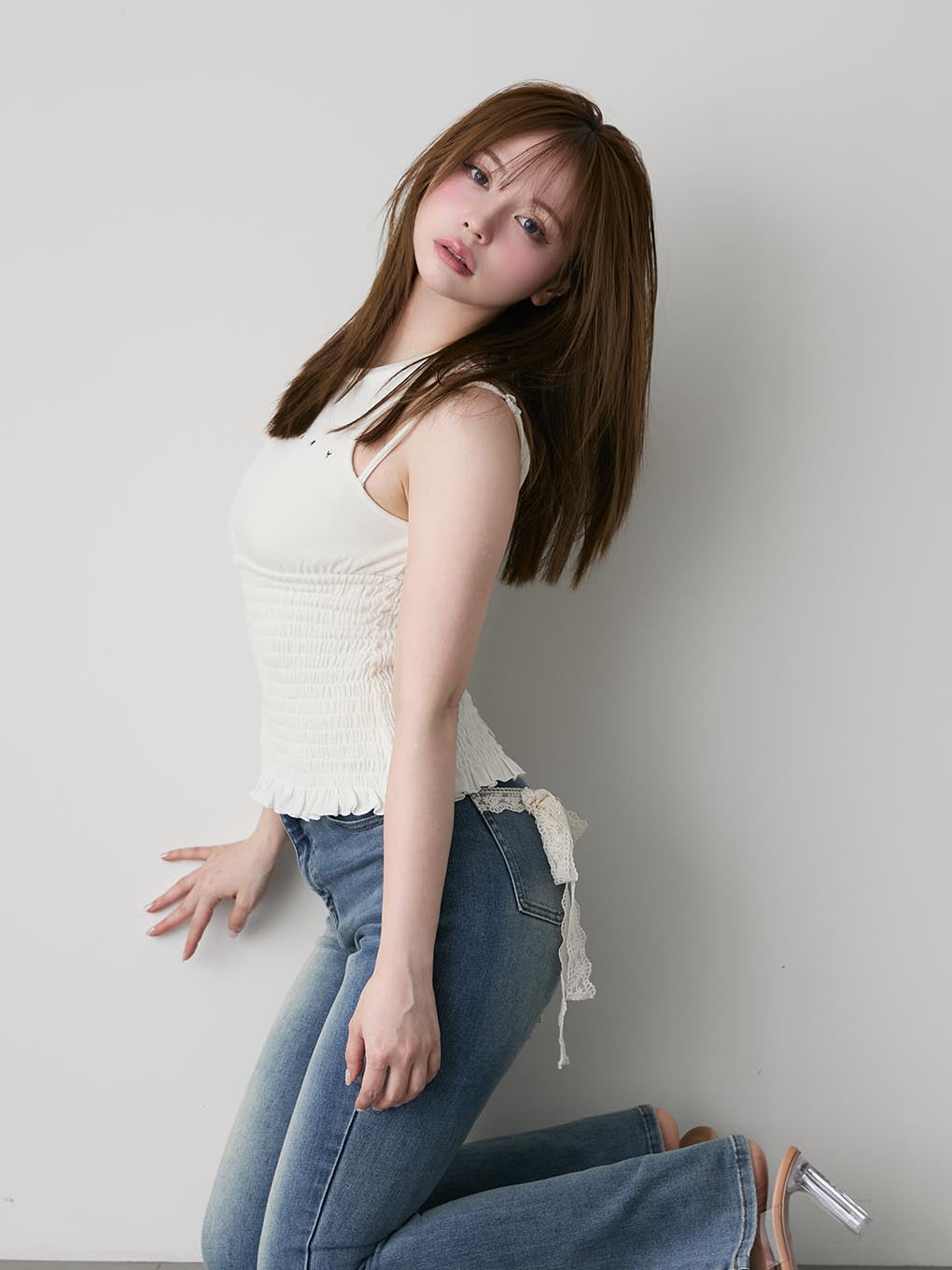 Ami shirring logo tops