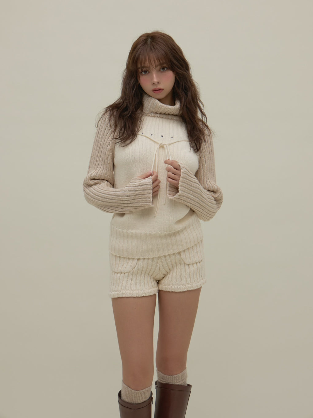 ANDMARY】Mary logo loose knit set up