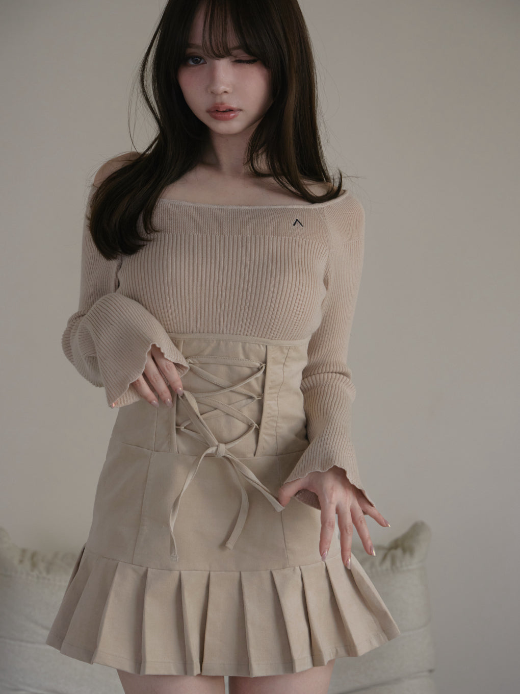ANDMARY】High waist velour mini dress