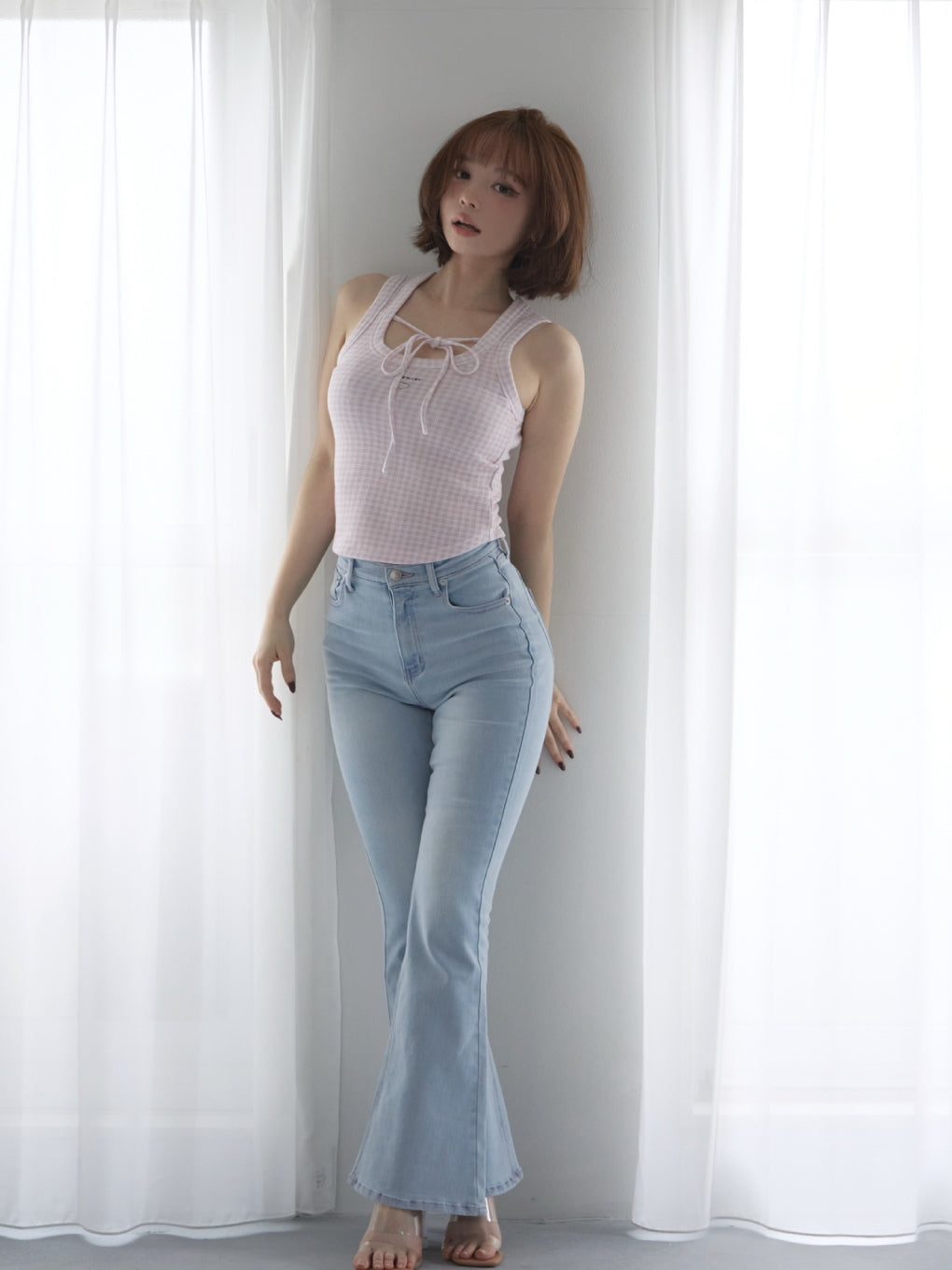 Heart hip highwaist flare denim