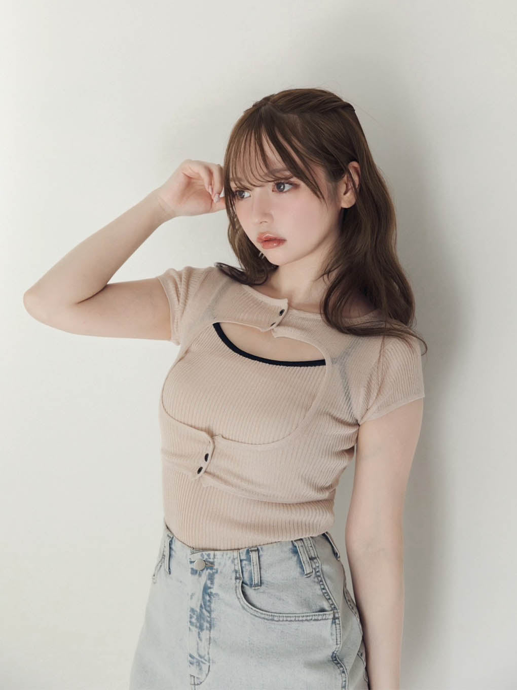 Elf button knit tops