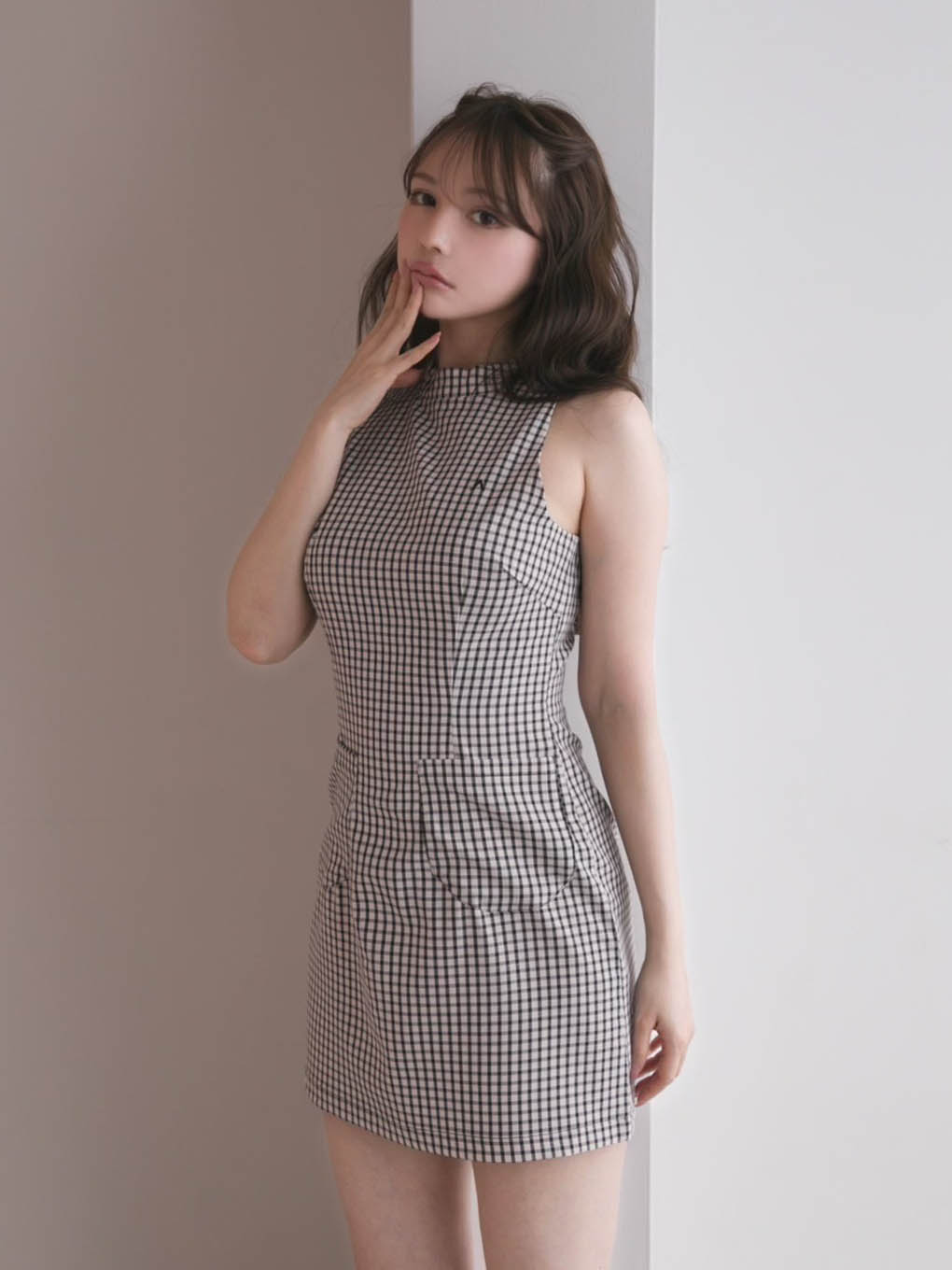 レディースandmary natalie check mini dress - ミニワンピース