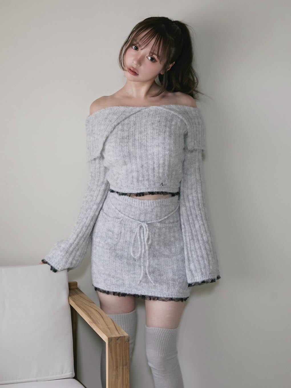 ANDMARY】Erin lace knit set up