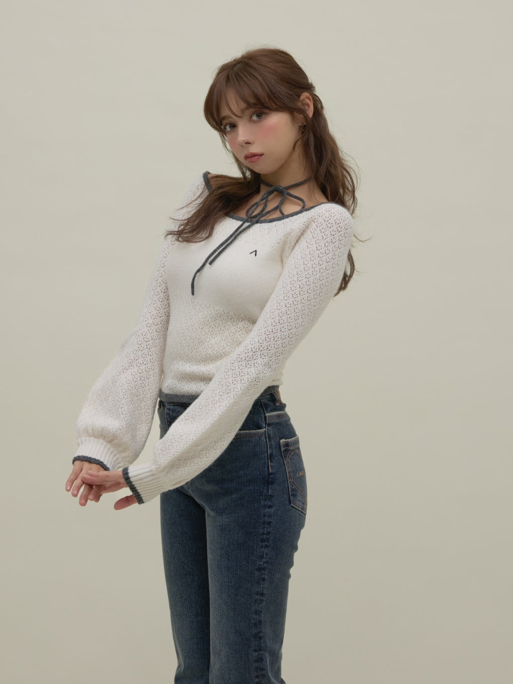 ANDMARY】Milly crochet knit tops
