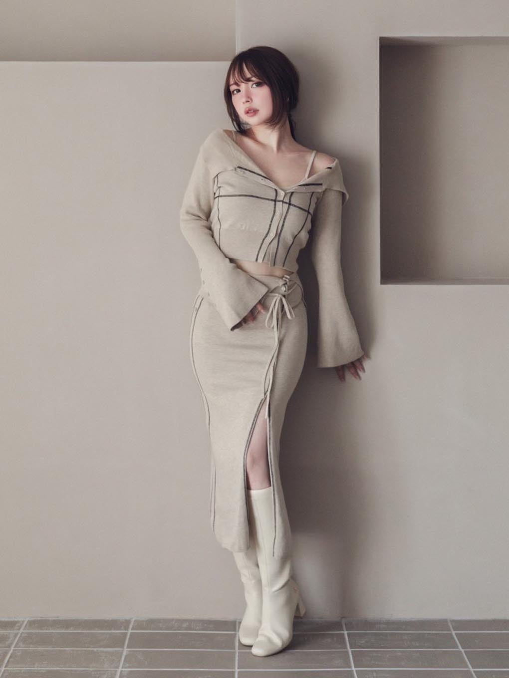 ANDMARY】Belinda knit slit skirt 