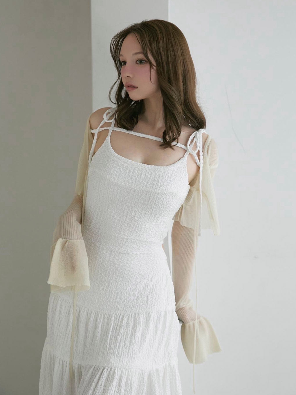 ANDMARY】Sheer ribbon cardigan