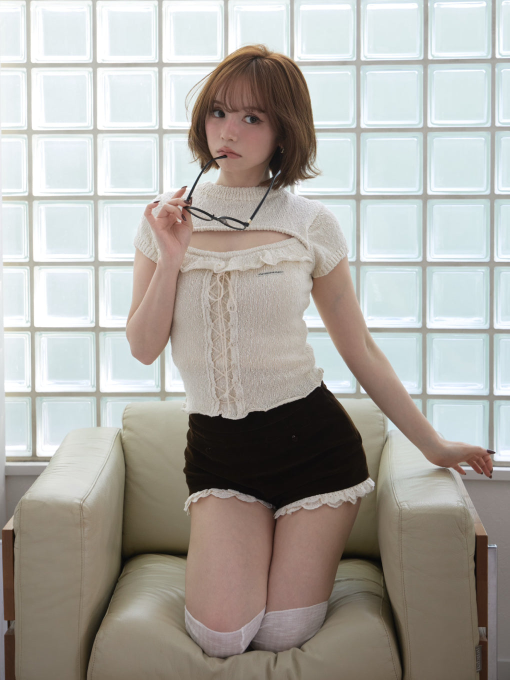 ANDMARY】Fleur frill knit tops
