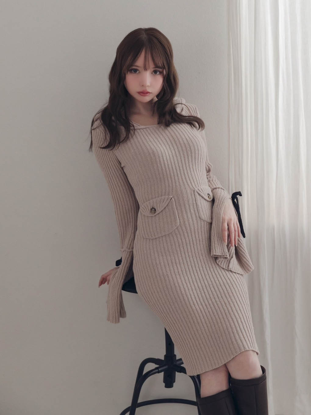 Ashley ribbon knit dress