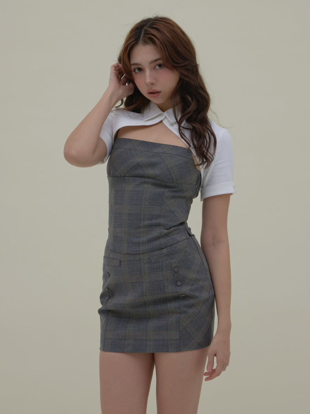 Myla check blouse set up