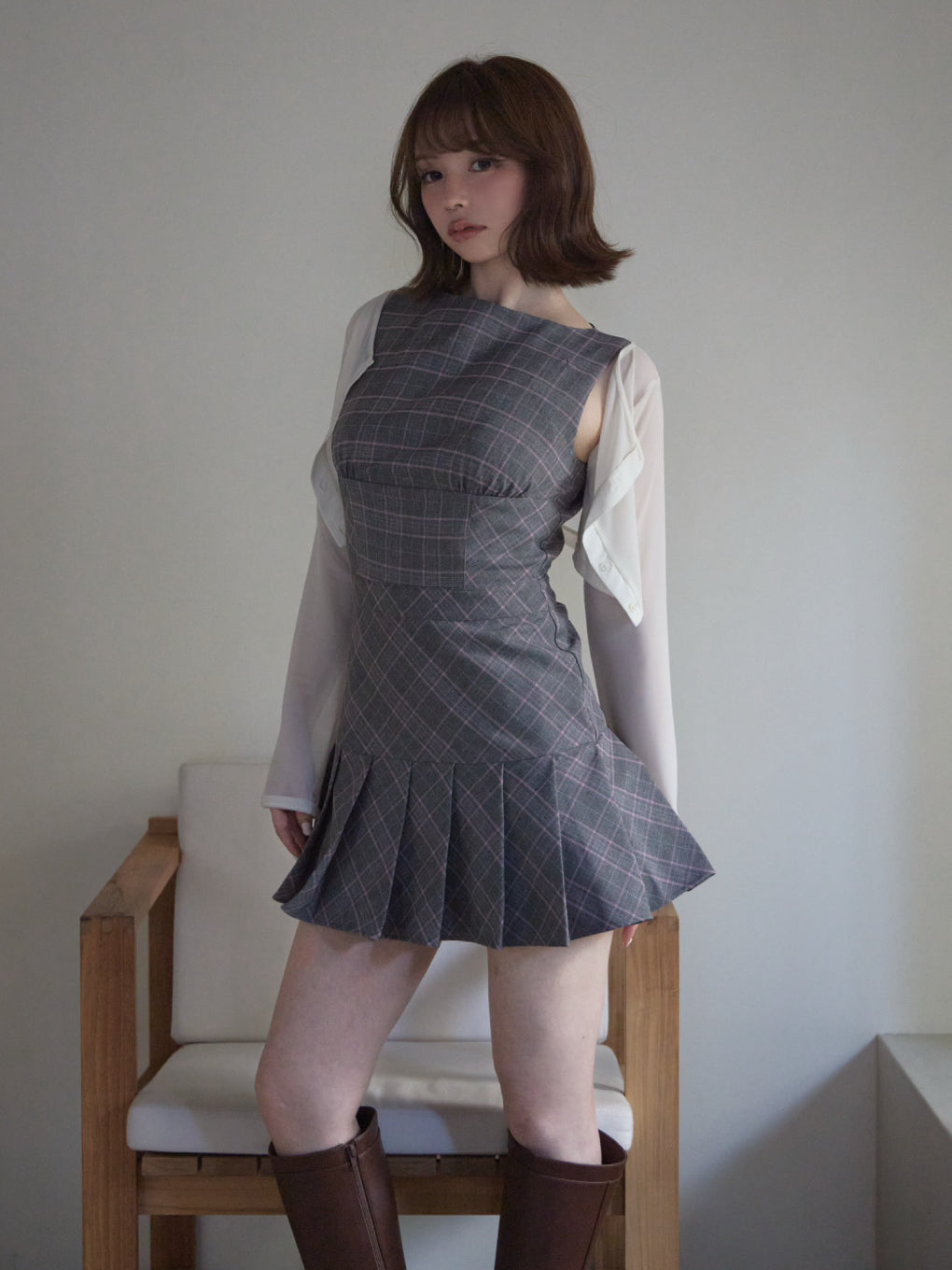 Donna check mini dress