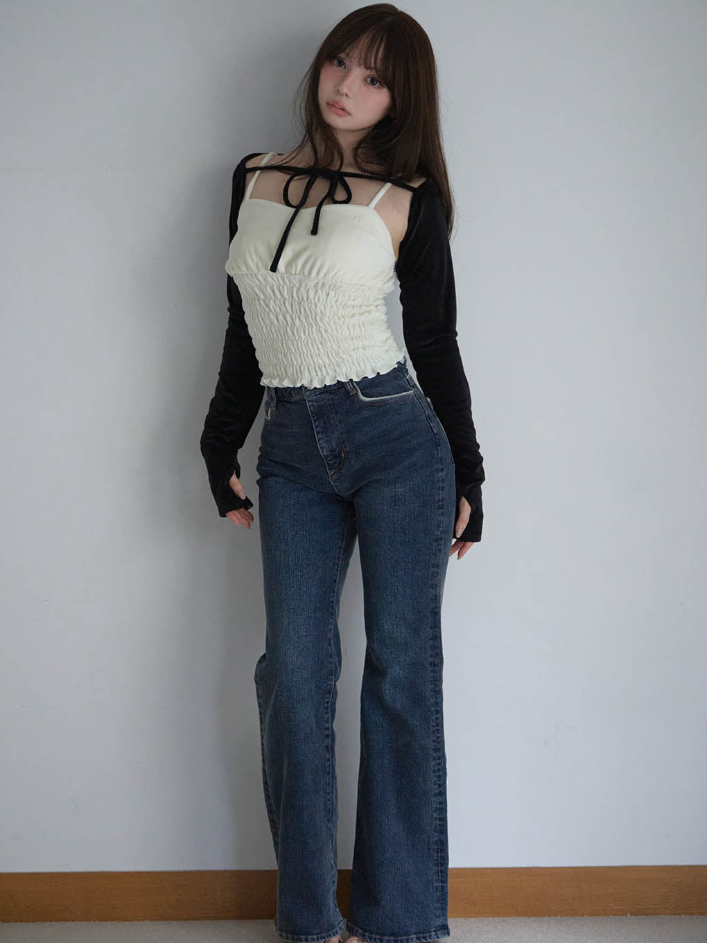 ANDMARY】Heart stitch denim 