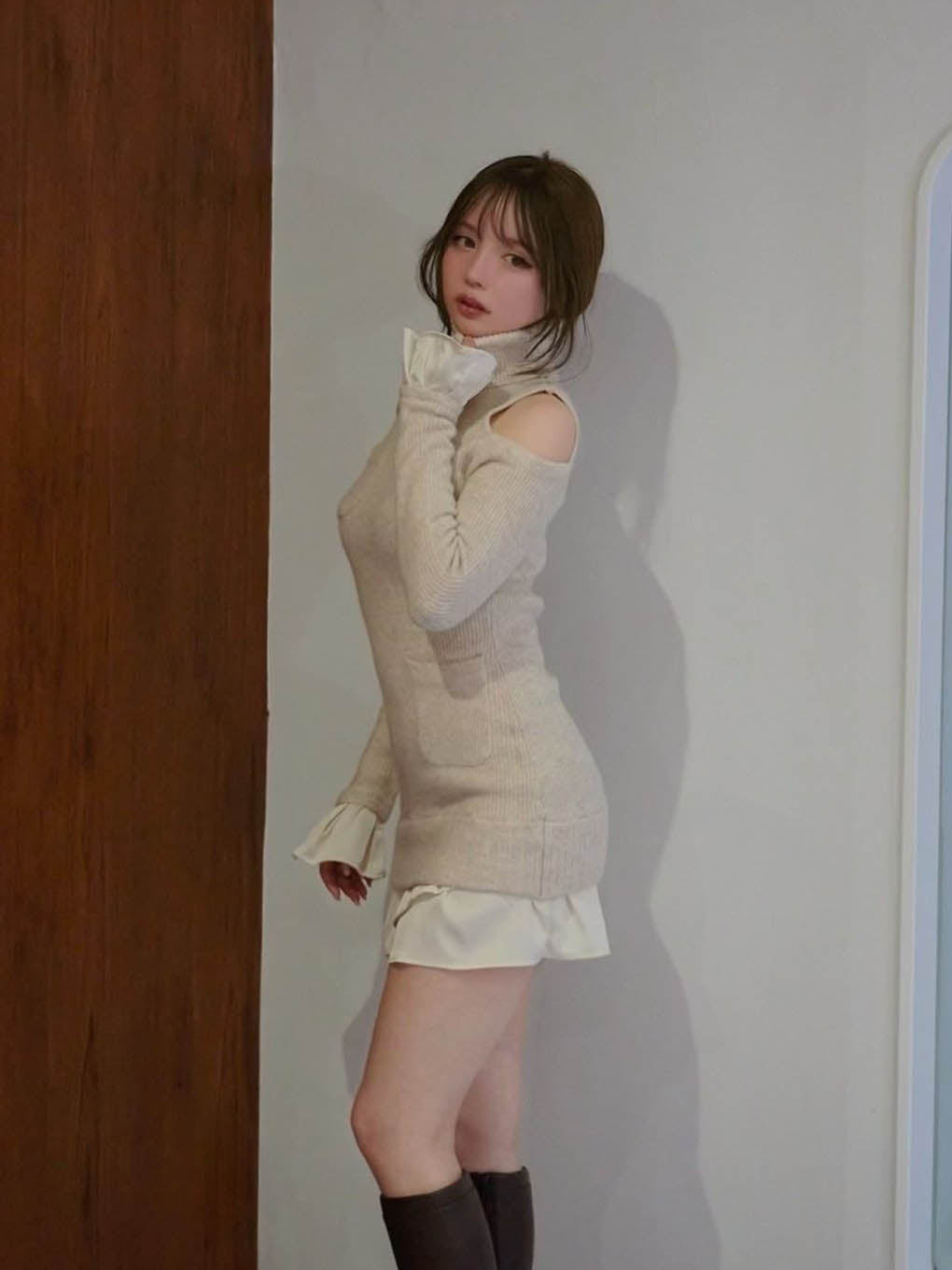 アンドマリーDemi knit mini dress  beige