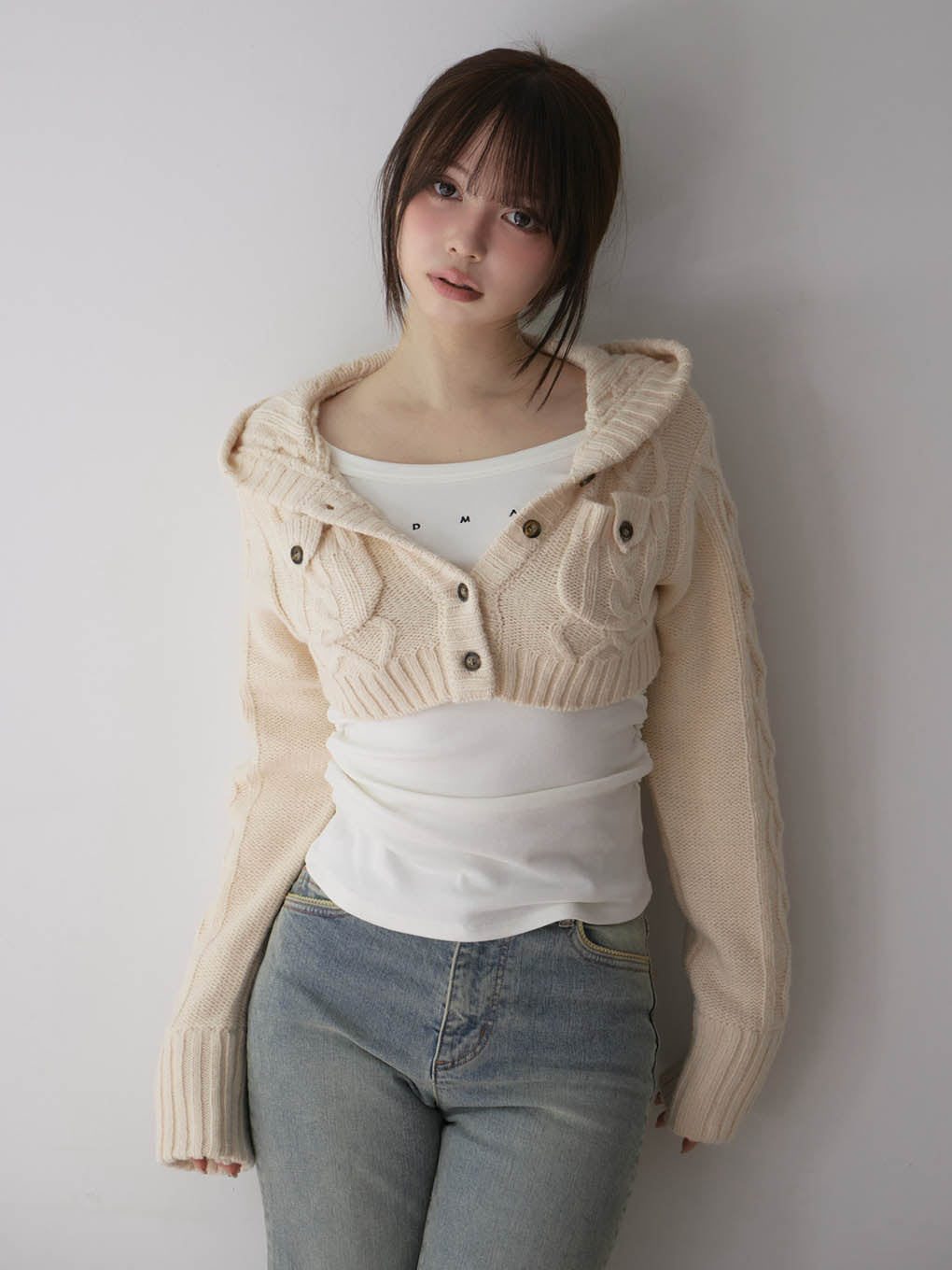 ANDMARY】Mary logo cable knit set 