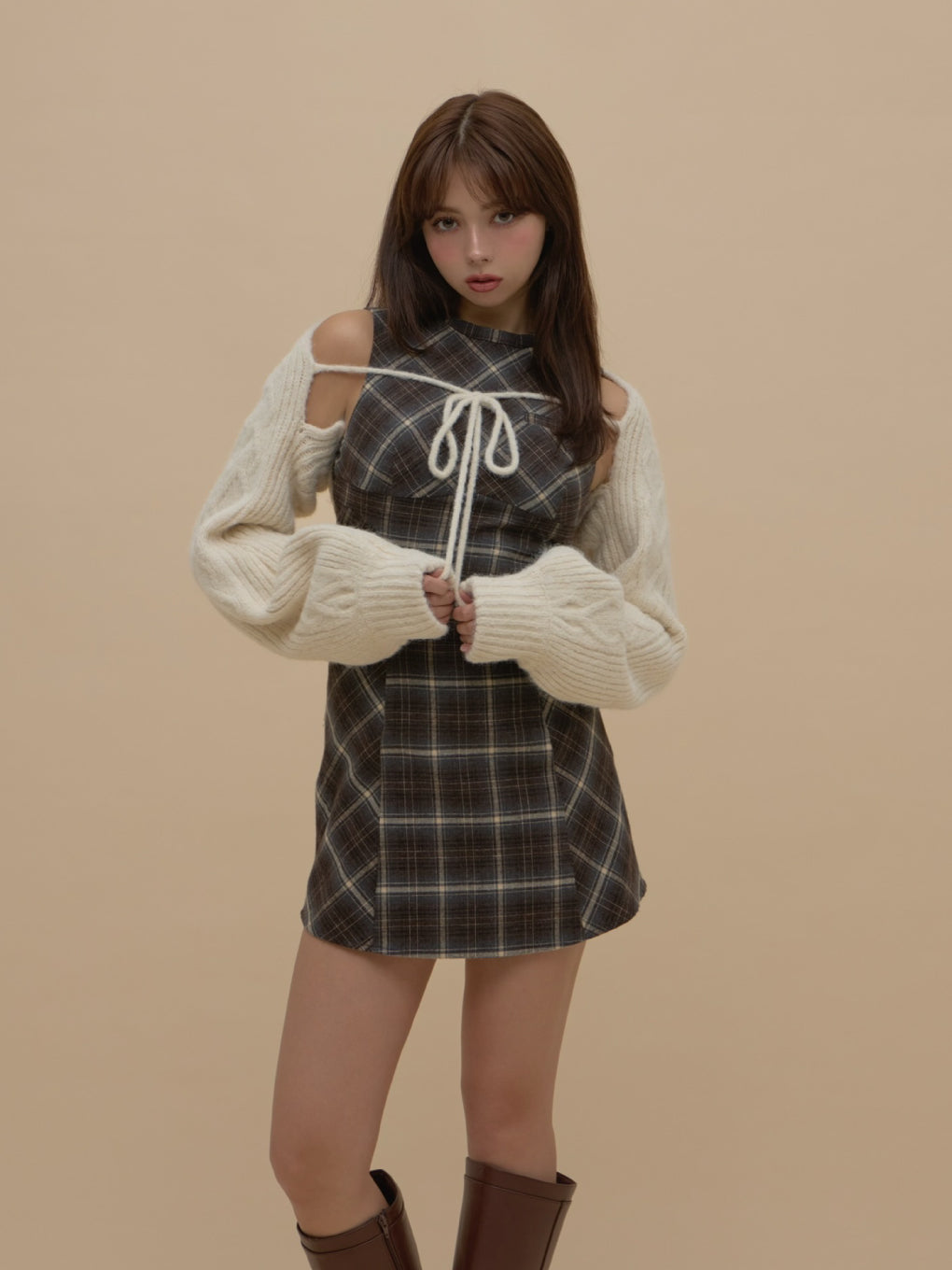 Mimi check set mini dress