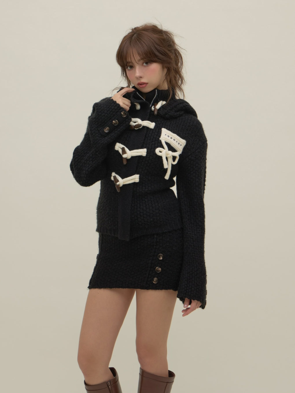 Cable knit jacket set up