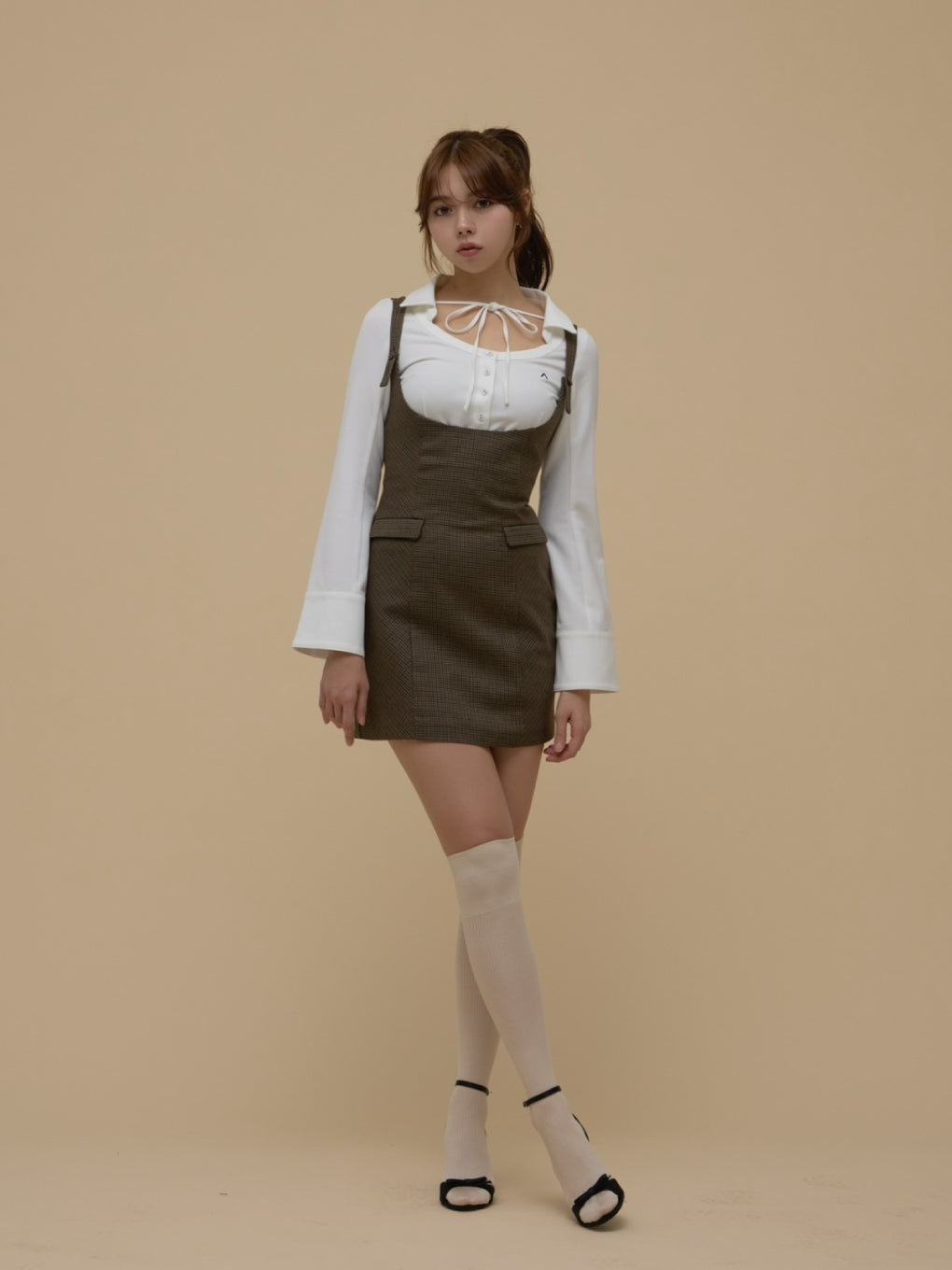 Rachell check layered dress