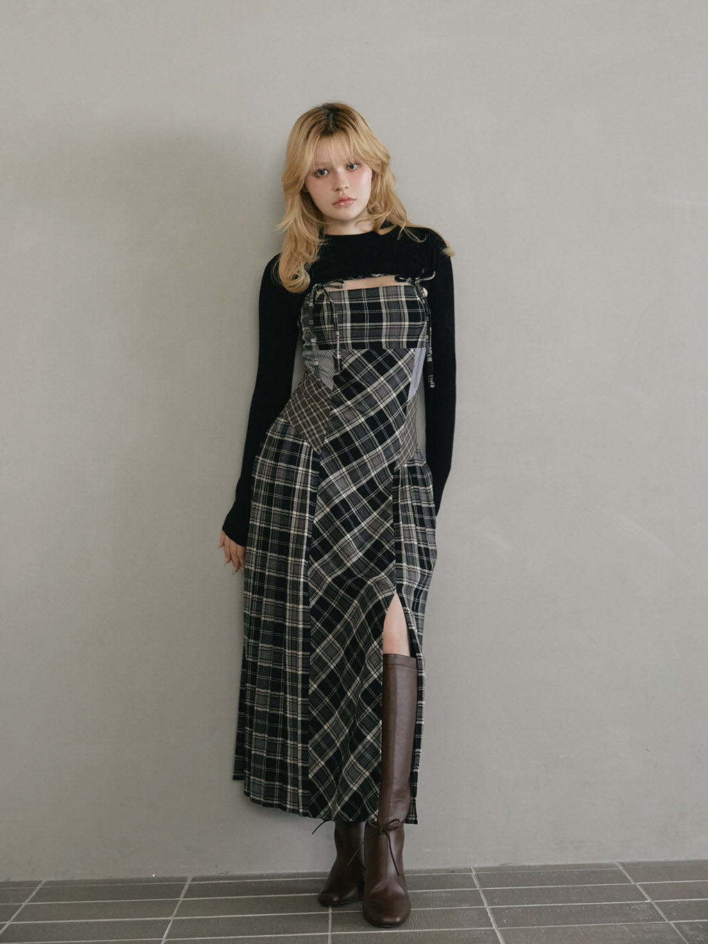 Nadia check long dress