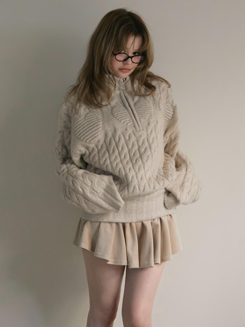 Silky velor mini skirt