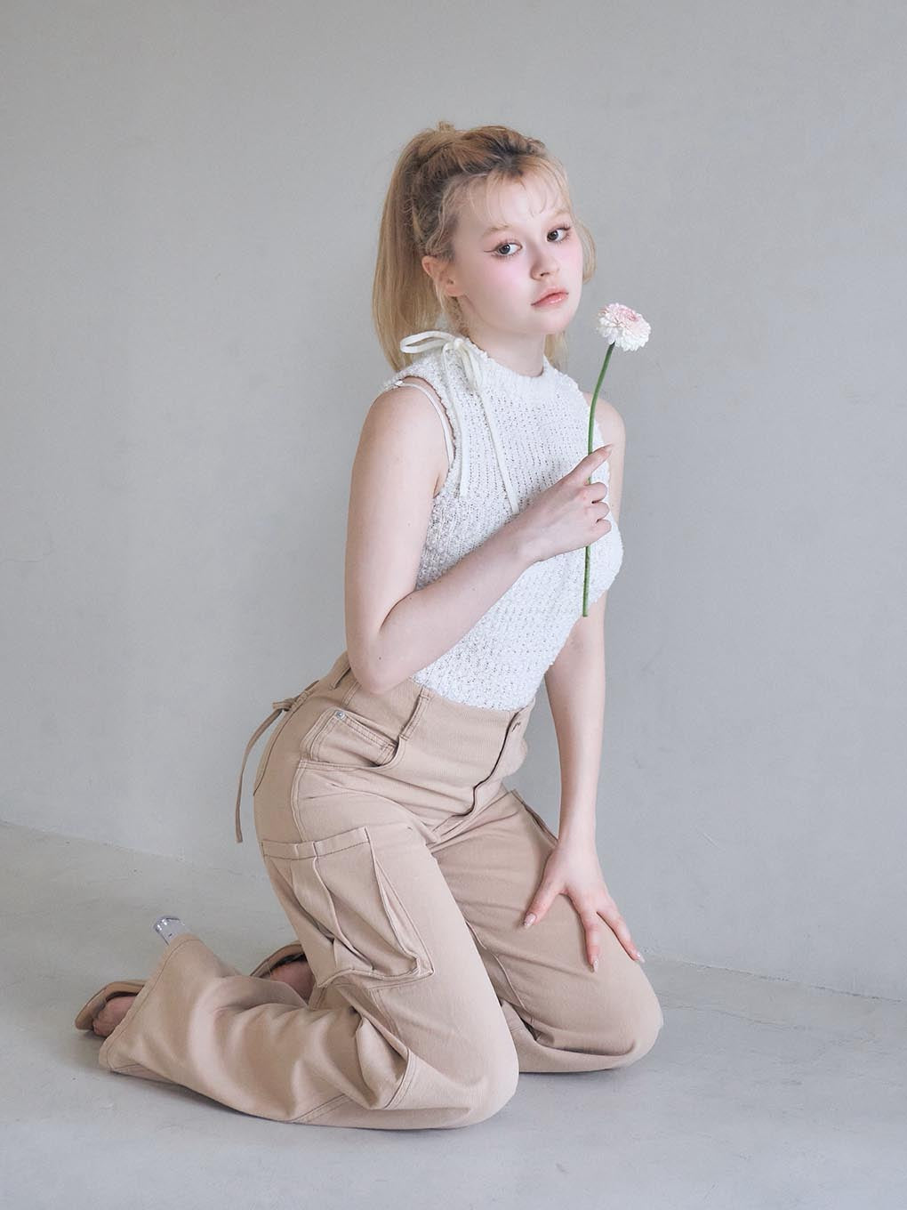 Back ribbon cargo pants