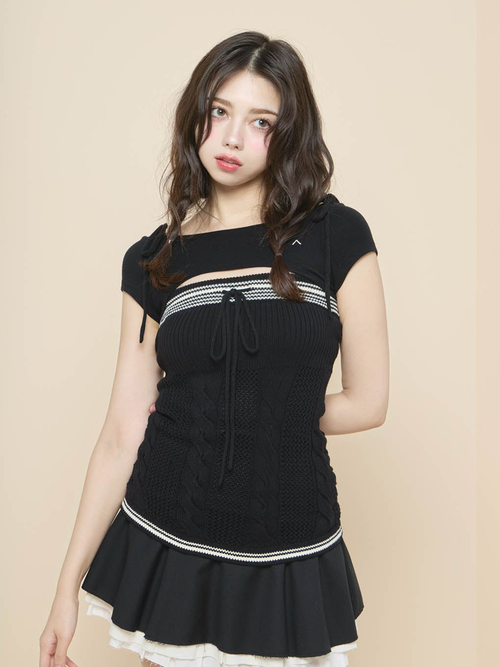 Kitty cable knit tops