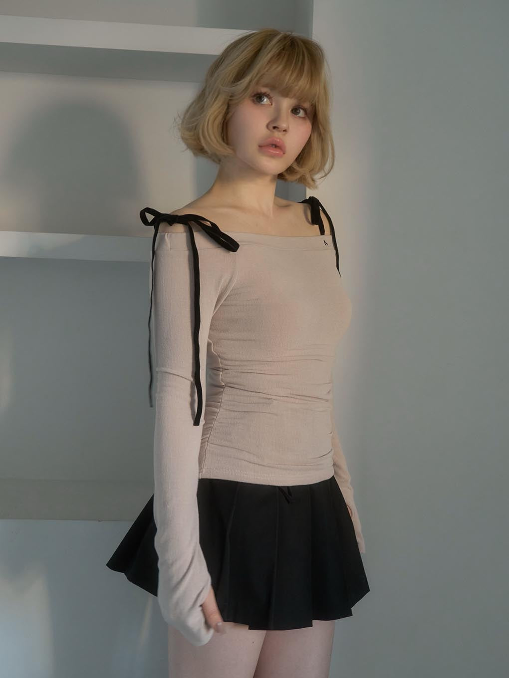Velour ribbon tops