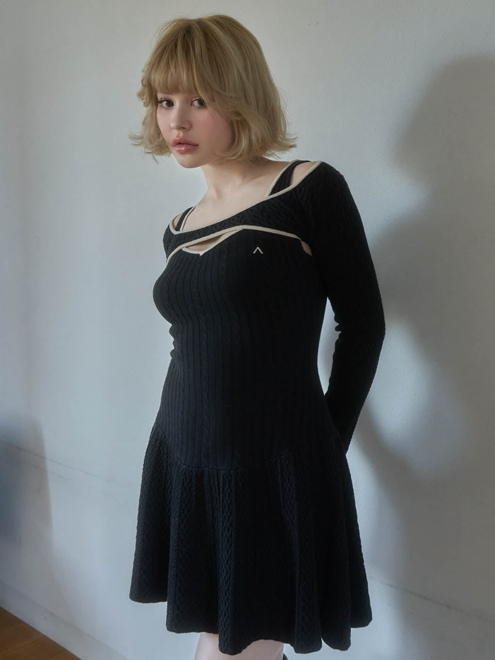 Nana cable flare mini dress