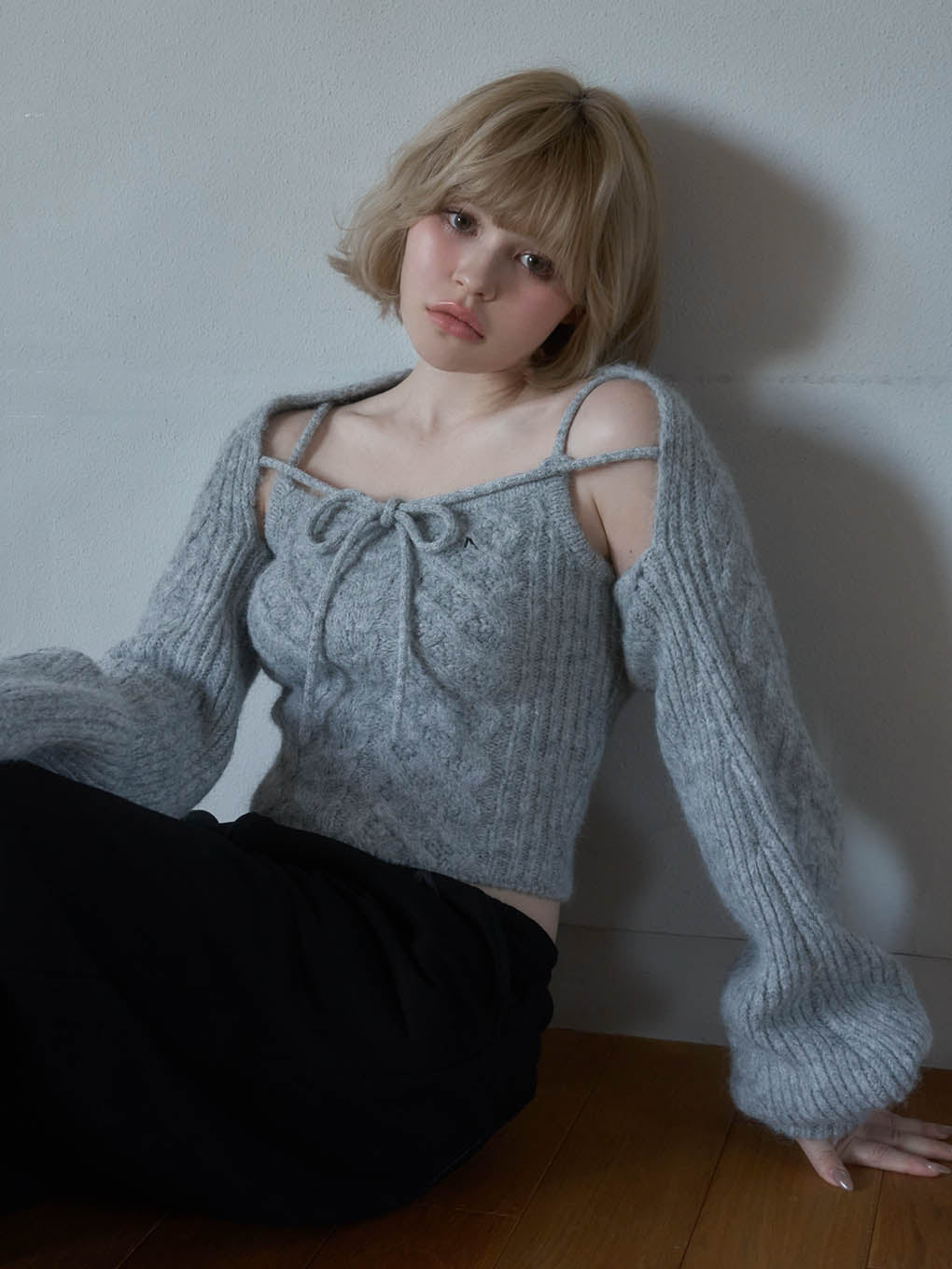 Heart cable knit set