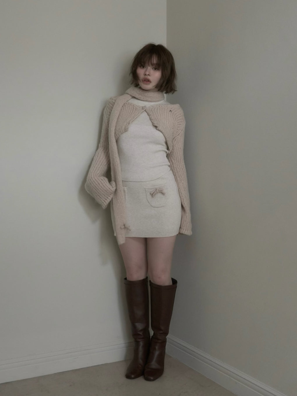 Zoff muffler knit set up