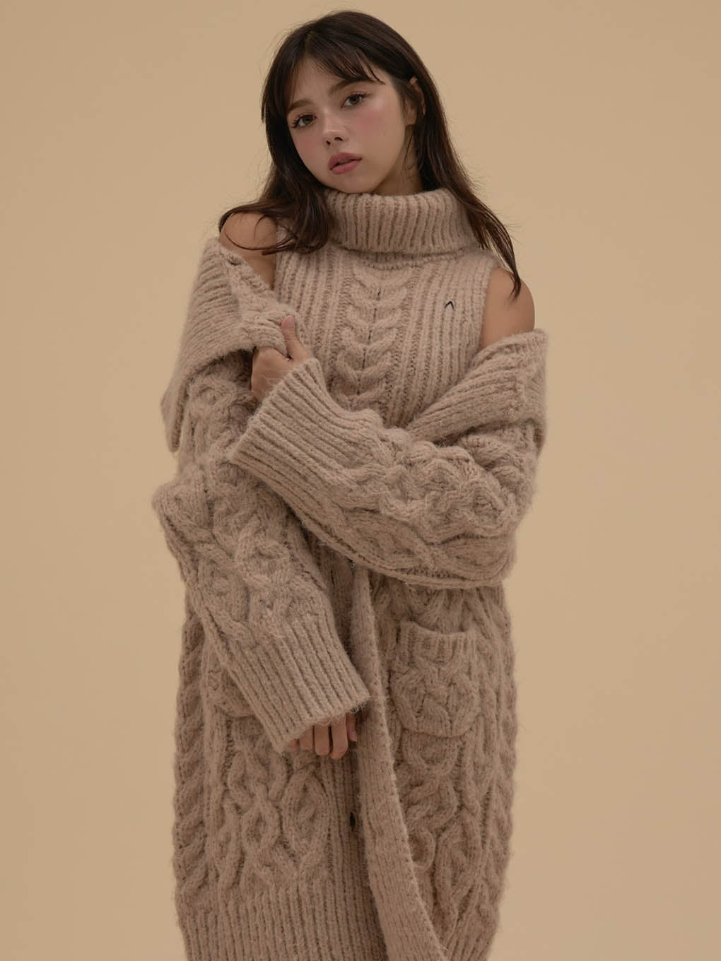 ANDMARY】Jose knit cardigan set dress