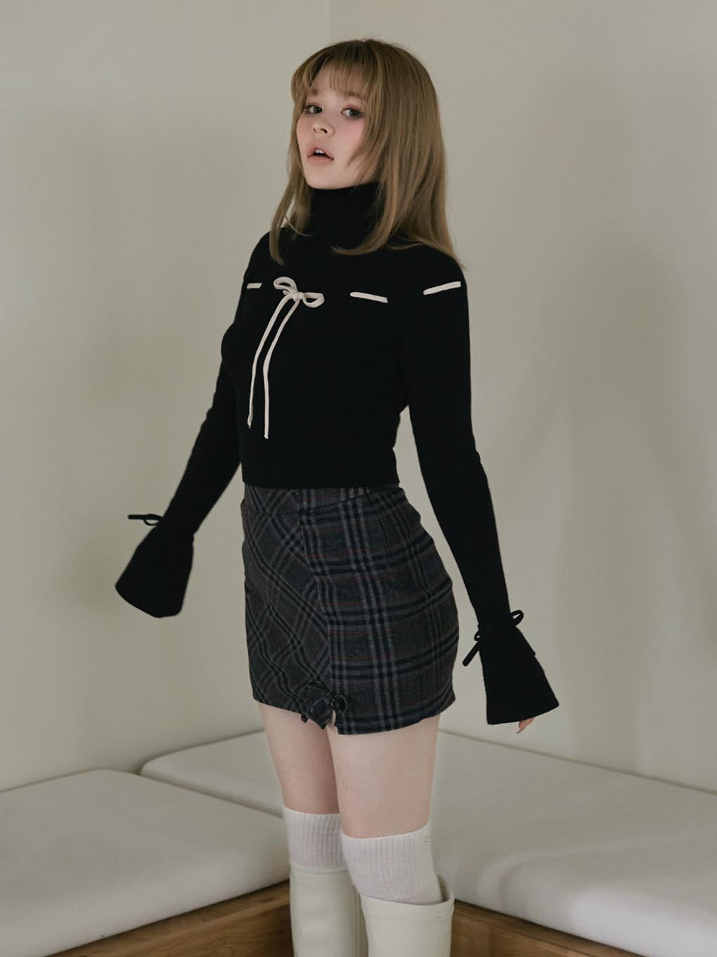 Monica check mini skirt