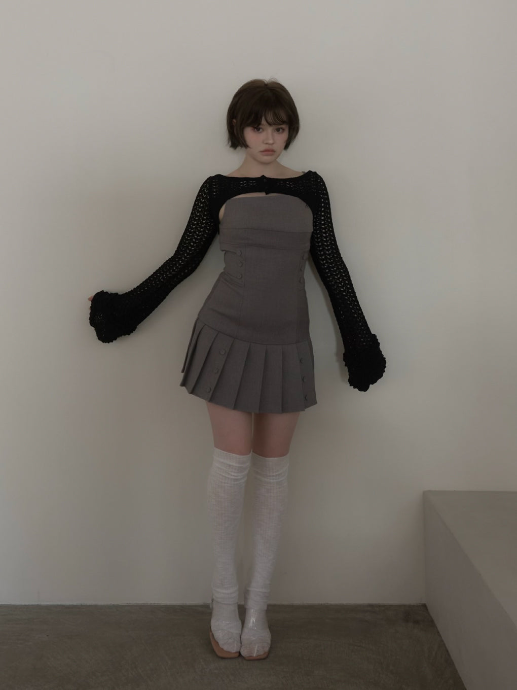 Grenda pleats set mini dress